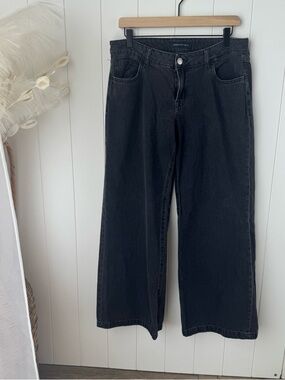 Aeropostale Black Wide-Leg Low-Rise Jeans Size 10